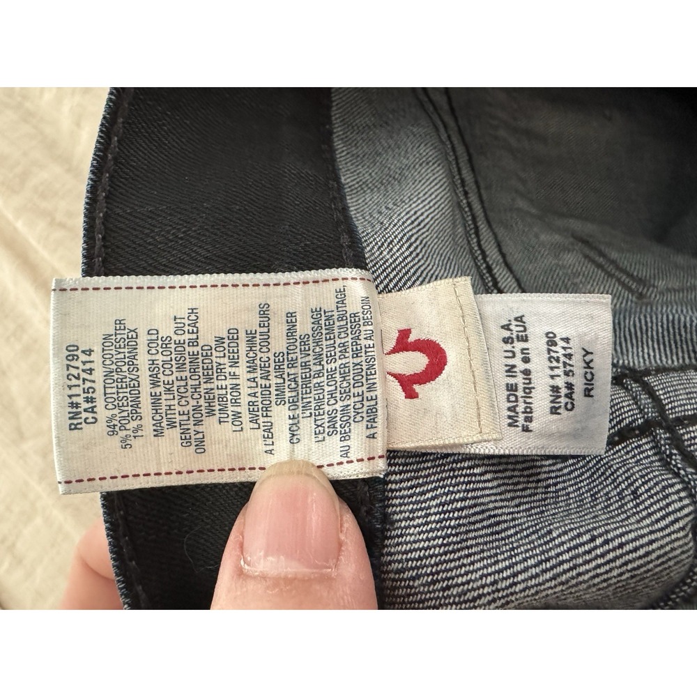 VTG True Religion Men's‎ Ricky Dark Wash Jeans Size 34/34–Y2K-00s-Streetwear-EUC - Picture 6 of 16